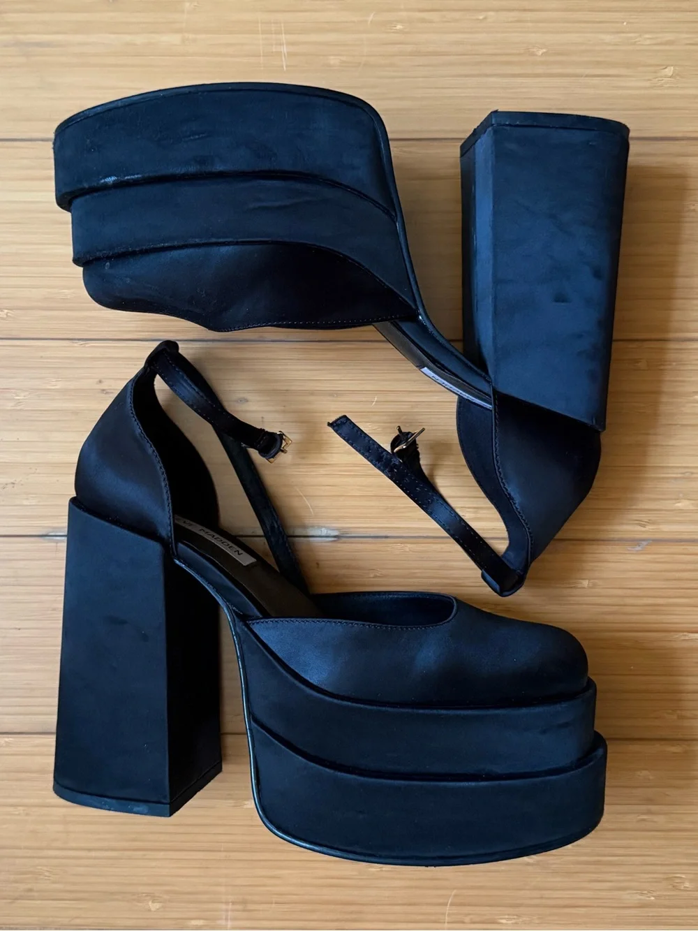 Steve Madden Black Platform Block Heels with Ankle Strap